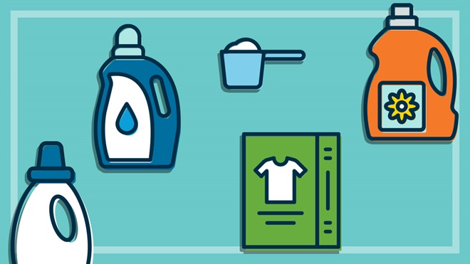 illustration of several different laundry detergents